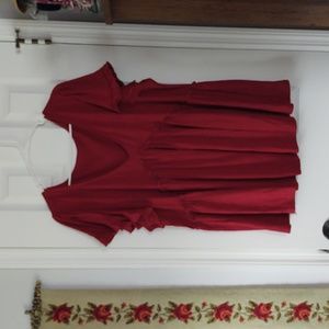 Beautiful Garnet Red Swing Style Blouse with Empire waist with small ruf…